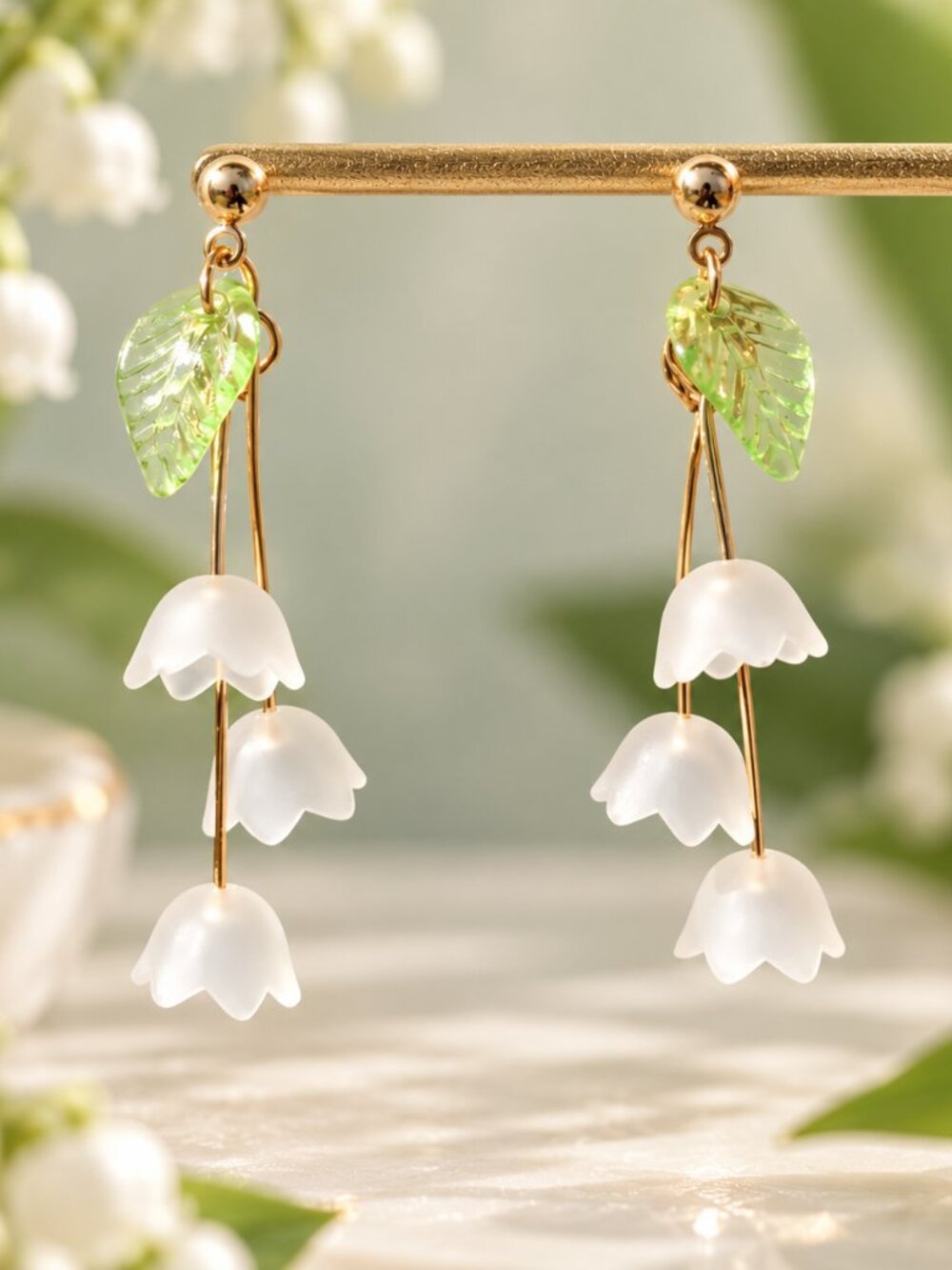Lily of the valley floral earring S925 silver sterling posts earring